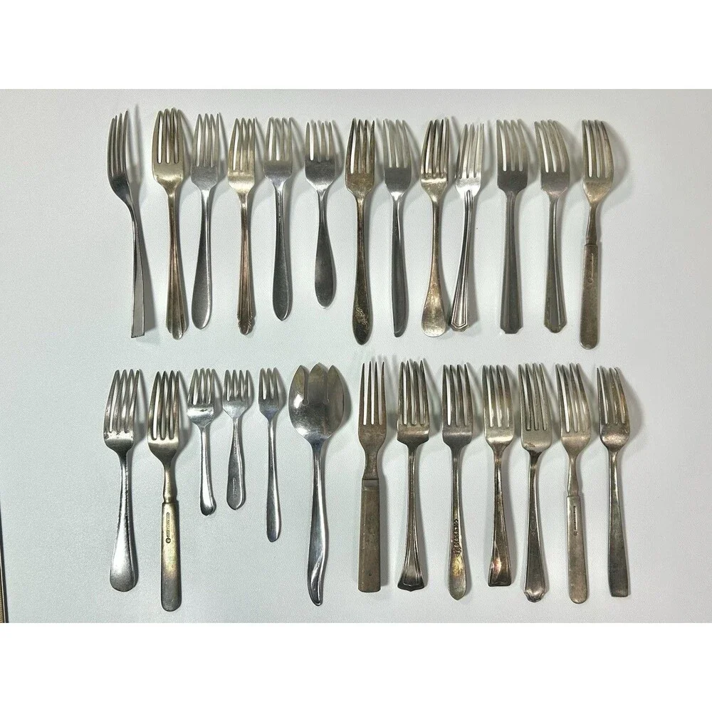 Lot Of 26 Antique Forks Silverware Craft Lot Some Wear Rust